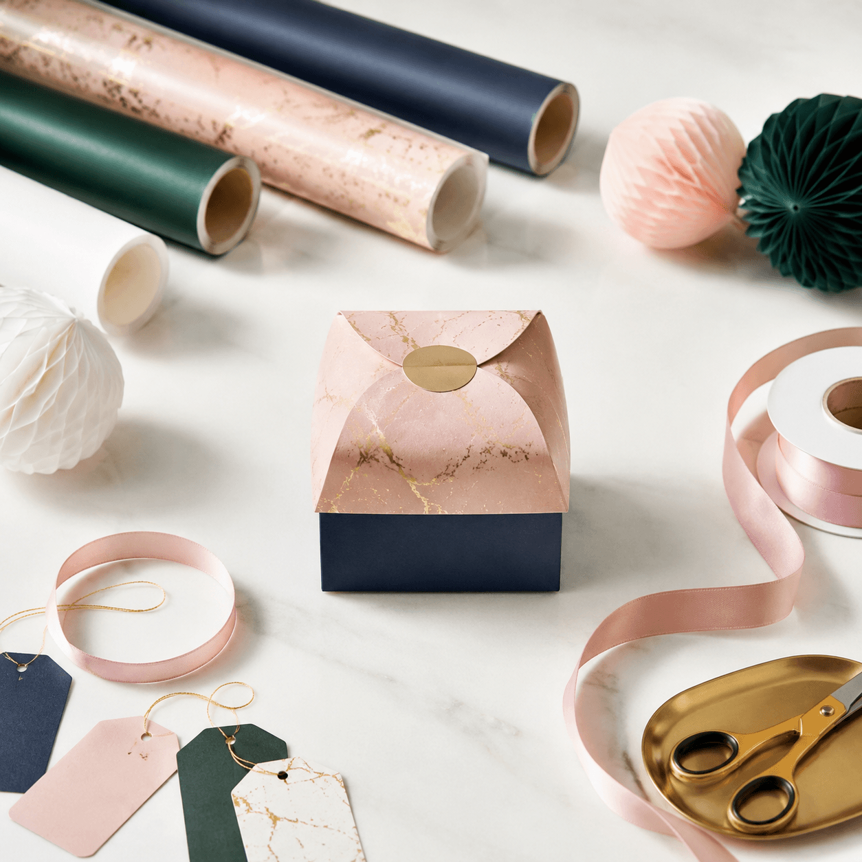Favor Box Set — Flat-pack favour boxes that fold without glue.