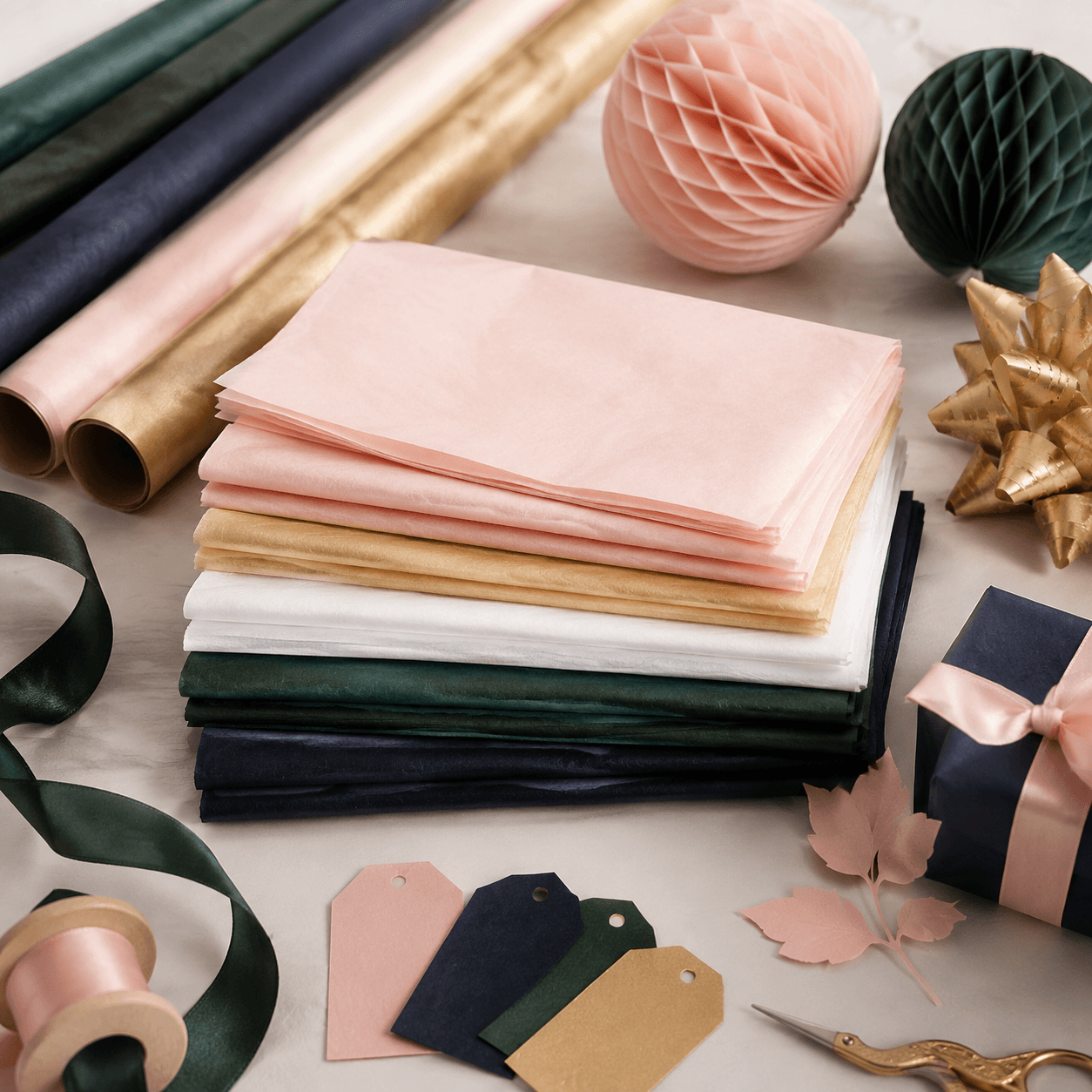 Tissue Paper Pack — Soft layering tissue for cushioning and colour fills.