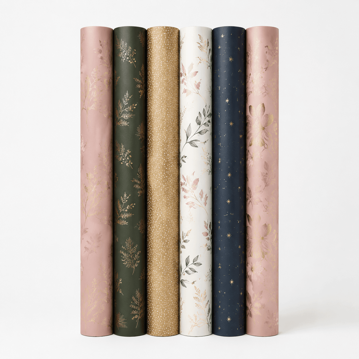 Wrapping Paper Roll Set — Six coordinated matte wrapping rolls in our house palette.
